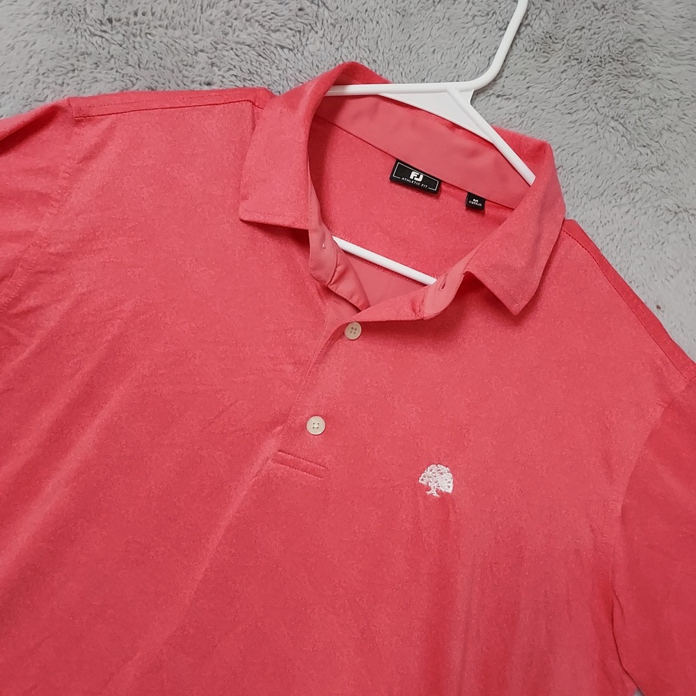 FootJoy Polo Shirt Mens Medium Athletic Fit Golf Performance Pink Jersey Preppy